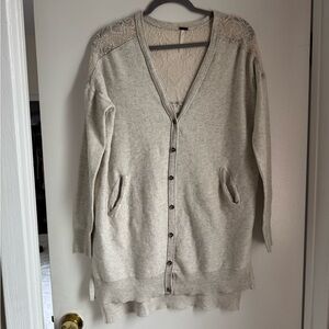 Vintage Free People Ivory Button-Up Cardigan